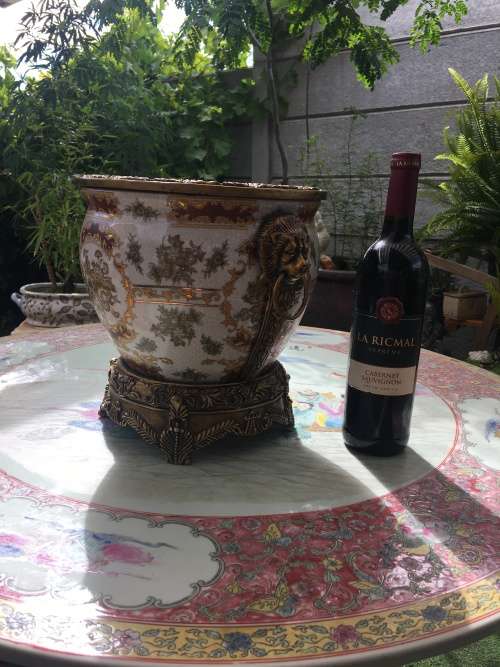 Vintage Chinese Bronzed Polymer Ormolu Mounted Cache Pot