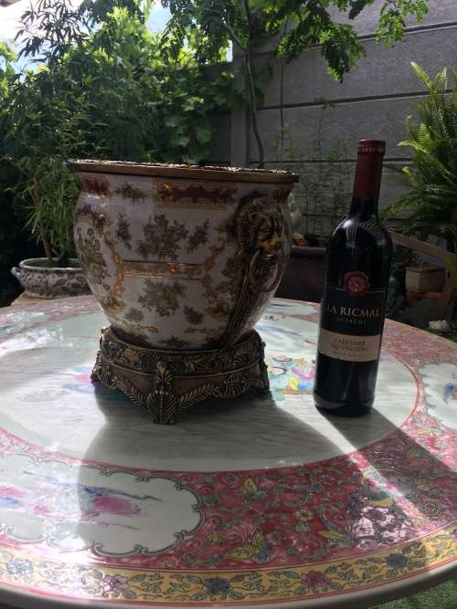 Vintage Chinese Bronzed Polymer Ormolu Mounted Cache Pot