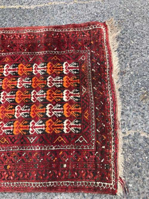LOVELY VINTAGE HAND KNOTTED PURE WOOL BALUCHI PERSIAN CARPET 1860 X 1040mm