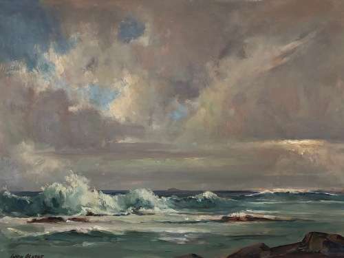 INVESTMENT ART !! JOHAN OLDERT (1912-1984)  FRAMED OIL ON BOARD - RARE SEASCAPE