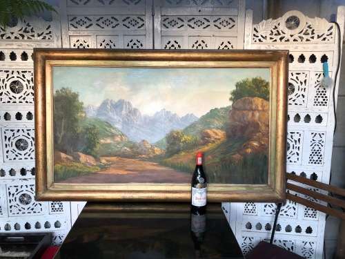 INVESTMENT ART - JL FOURE (SA 20th CENTURY) MASSIVE OIL ON CANVAS LANDSCAPE TITLED "DU TOIT's KLOOF"