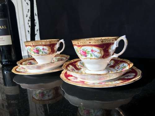Delightful Lady Hamilton c1939-1945 Date Stamp Royal Albert Bone China England,Tea Trios