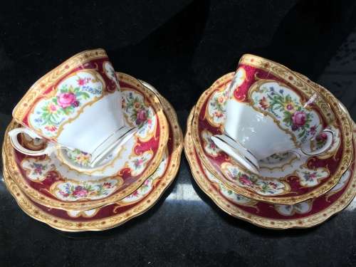 Delightful Lady Hamilton c1939-1945 Date Stamp Royal Albert Bone China England,Tea Trios