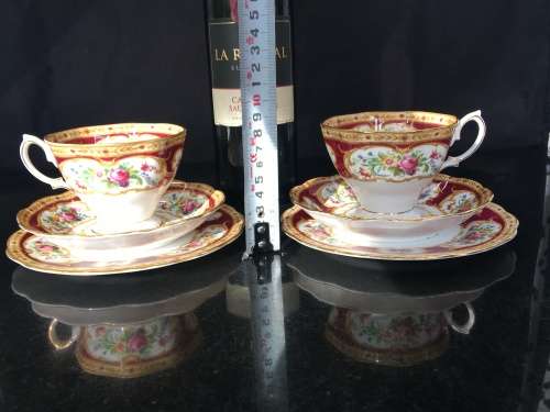 Delightful Lady Hamilton c1939-1945 Date Stamp Royal Albert Bone China England,Tea Trios
