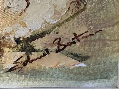 INVESTMENT ART !! EDMUND BARTON (SA 20th CENTURY) FRAMED OIL ON BOARD - CAFE SCENE