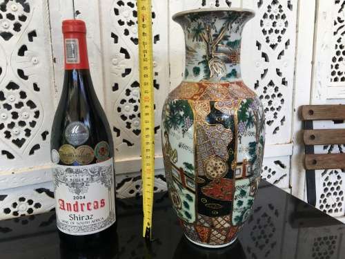 A Stunning Chinese Marked Satsuma Moriage Gold Gilt Geisha Porcelain Vase  30 cm Tall