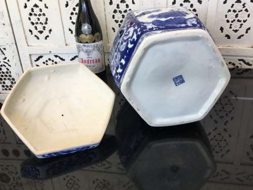Stunning X Large Chinese Under Glaze Blue Hand Painted Pictorial Porcelain Caddy