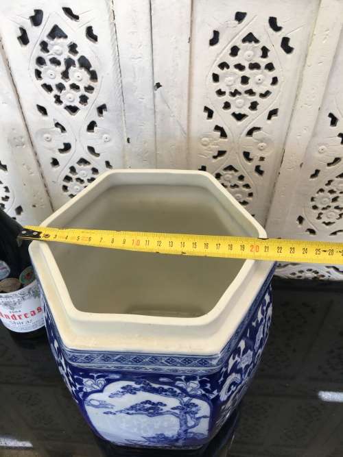 Stunning X Large Chinese Under Glaze Blue Hand Painted Pictorial Porcelain Caddy