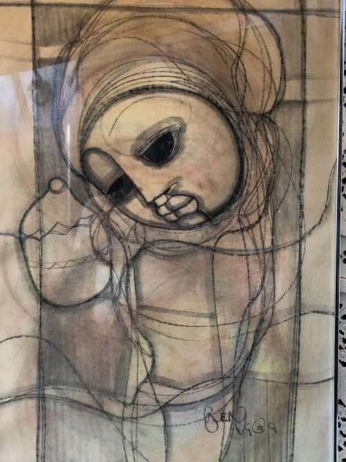 INVESTMENT ART !!! BENJAMIN MZIMKULU MACALA (1937 - 1997 SA LISTED ARTIST) - FRAMED MIXED MEDIA