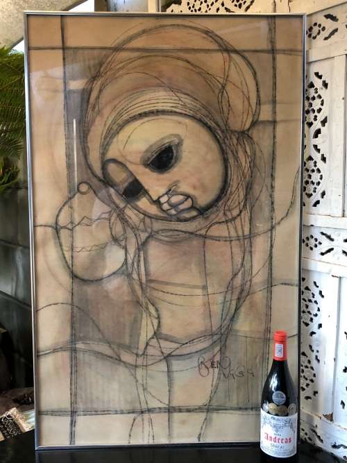 INVESTMENT ART !!! BENJAMIN MZIMKULU MACALA (1937 - 1997 SA LISTED ARTIST) - FRAMED MIXED MEDIA