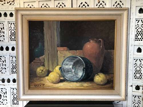 INVESTMENT ART !!!! CARLO SDOYA (1914 - 1996 SA) BEAUTIFUL LARGE FRAMED STILL LIFE OIL ON BOARD