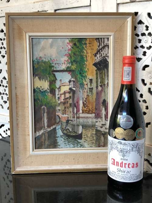 BEAUTIFUL FRAMED VENETIAN CANAL SCENE OIL ON CANVAS PAINTING  - SIGNED RINI