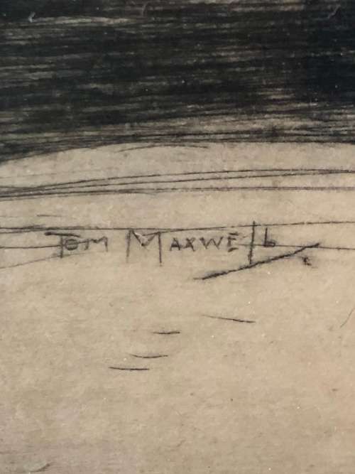 TOM MAXWELL (1874 - 1937) SCOTTISH ARTIST - FRAMED ETCHING TITLED "CHARING CROSS" SIGNED IN PENCIL