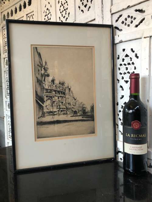 TOM MAXWELL (1874 - 1937) SCOTTISH ARTIST - FRAMED ETCHING TITLED "CHARING CROSS" SIGNED IN PENCIL