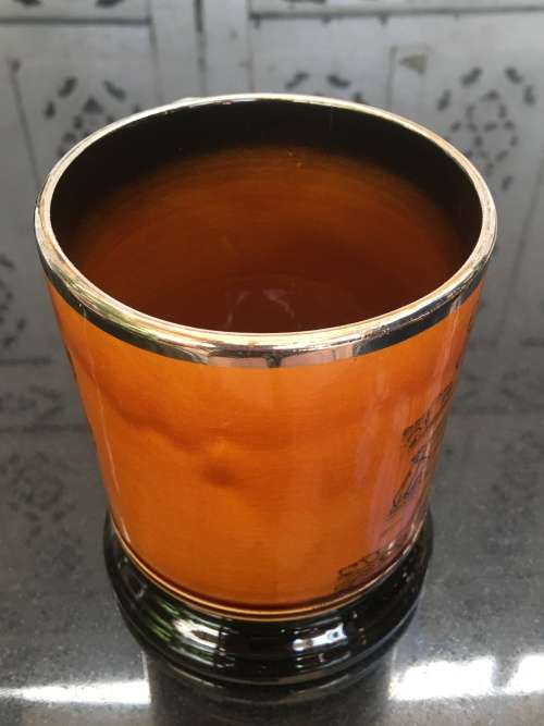 Arthur Wood Tankard "Ye Olde Coaching Days" England High Gloss Porcelain with Silver Gilt