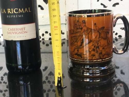 Arthur Wood Tankard "Ye Olde Coaching Days" England High Gloss Porcelain with Silver Gilt