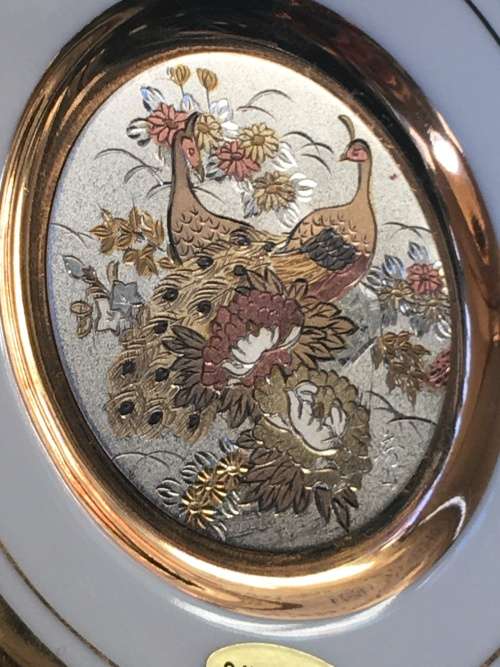 "The Art of Chokin" c1970s Japan 24K Gold Edged Collection of 8 Rare Birds Porcelain 9cm Plates