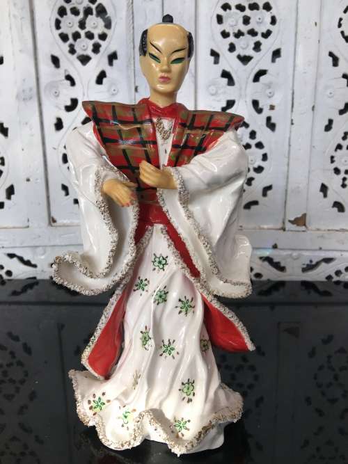 Beautiul Mid 1900s Porcelain Japanese Samurai 26.5 cm Tall Figurine By Kathi Urback.