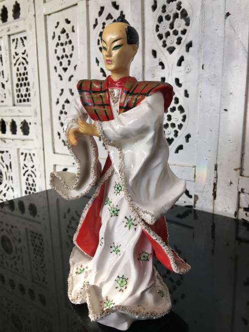 Beautiul Mid 1900s Porcelain Japanese Samurai 26.5 cm Tall Figurine By Kathi Urback.