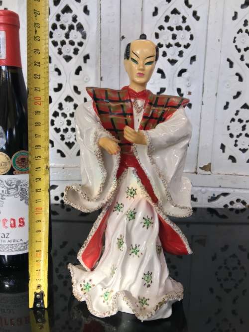 Beautiul Mid 1900s Porcelain Japanese Samurai 26.5 cm Tall Figurine By Kathi Urback.