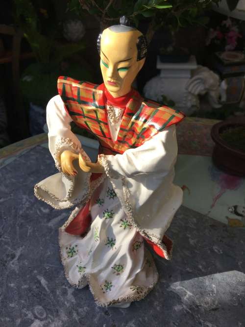 Beautiul Mid 1900s Porcelain Japanese Samurai 26.5 cm Tall Figurine By Kathi Urback.