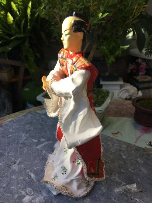 Beautiul Mid 1900s Porcelain Japanese Samurai 26.5 cm Tall Figurine By Kathi Urback.