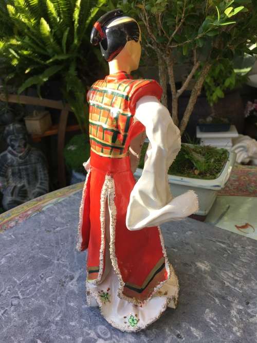 Beautiul Mid 1900s Porcelain Japanese Samurai 26.5 cm Tall Figurine By Kathi Urback.