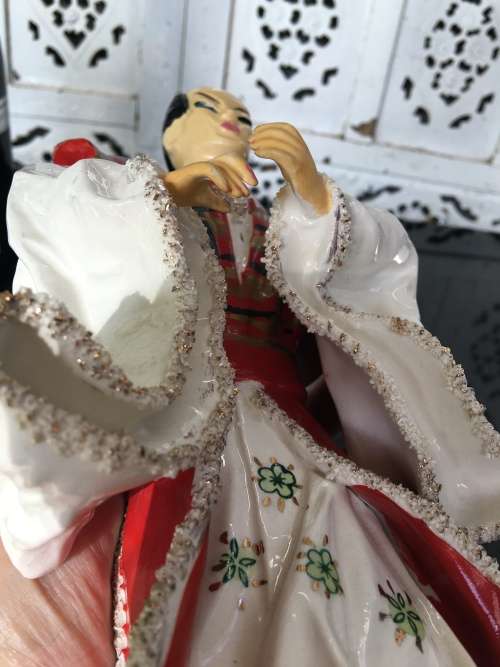 Beautiul Mid 1900s Porcelain Japanese Samurai 26.5 cm Tall Figurine By Kathi Urback.
