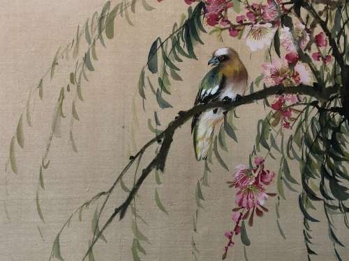BEAUTIFUL - CHINESE WATERCOLOR PAINTING ON SILK - STUNNING DECOR ITEM