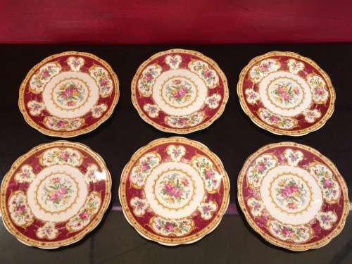 Delightful Lady Hamilton c1939-1945 Date Stamp Royal Albert Bone China England Side Plate x 6