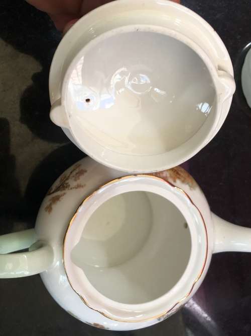 A Delightful Shelley Heather Porcelain Part Tea Set.  Tea For Two with Teapot Sugar & Creamer