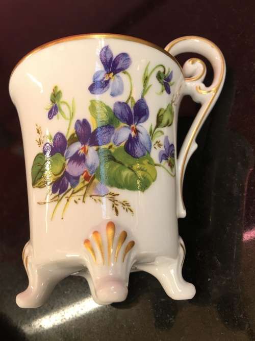 Rare Old Alt Tirschenreuth China 1838 Germany 4 footed Demitasse Coffee Cup and Saucer,