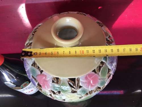 A Beautiful Signed Chinese Hand Painted Pierced Porcelain Vase on wood Stand
