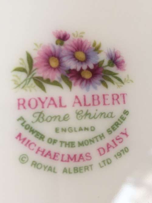 Royal Albert - 1970 - September - Flower of the Month Series "Michaelmas Daisy"Tea Trio Std Size