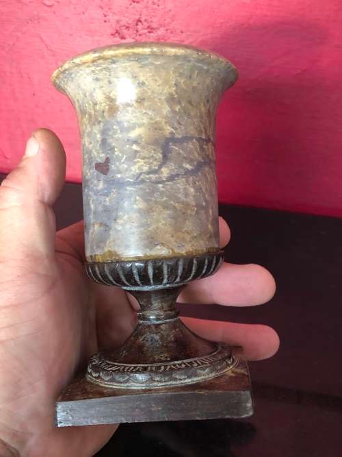 WOW !! GORGEOUS MARBLE URN ON A BRONZE BASE - EXCELLENT CONDITION