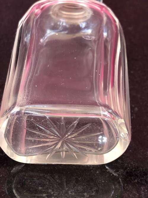 ANTIQUE HALLMARKED STERLING SILVER TOPPED CRYSTAL SCENT BOTTLE - W. GRIFFITHS BIRMINGHAM  - c1916
