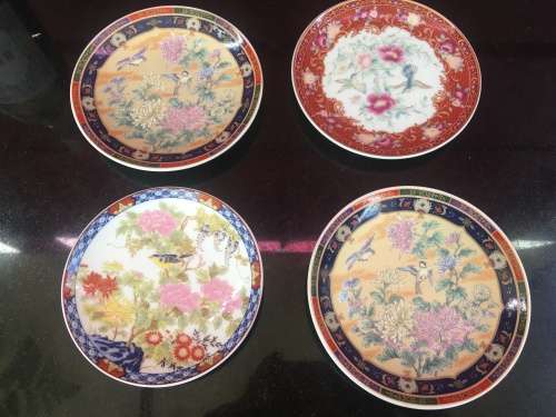 Vintage Made in Japan Colorful Imari Small Display Plates x 4