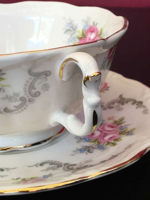 Rare Royal Albert Fine Bone China England c1969 "Tranquility" Chocolate Cup & Saucer & Plate