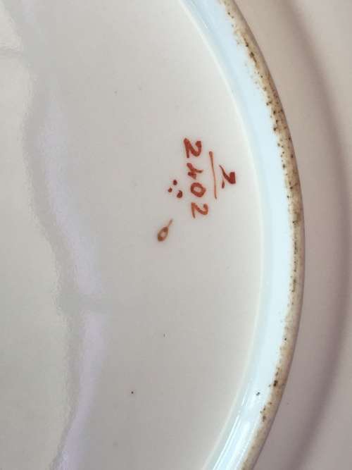 Antique Hand Painted Green & Gold Gilt Plate with Hand Painted Poppy