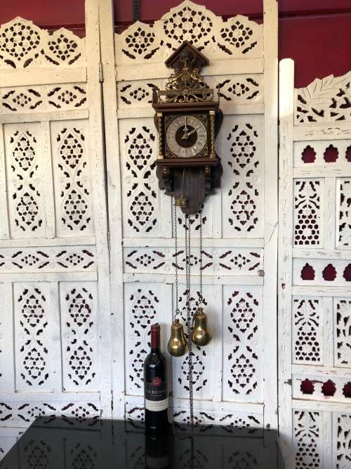 WOW !!! STUNNING VINTAGE DUTCH WARMINK WUBA WEIGHT DRIVEN WALL CLOCK - WORKING 100%