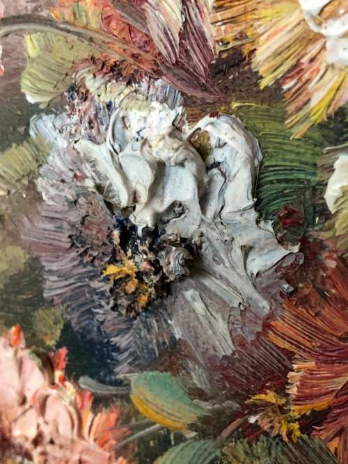 INVESTMENT ART !!! K. STONE THICK PALETTE OIL ON BOARD STILL LIFE  FRAMED IN A CLASSIC VINTAGE FRAME