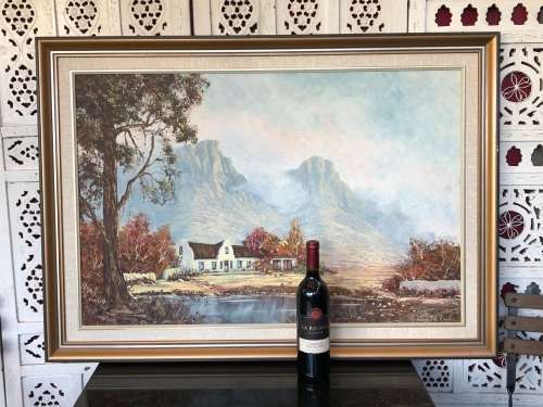 INVESTMENT ART !!! HENRI DU RANDT (SA 20th C) HUGE FRAMED OIL ON BOARD LANDSCAPE - STUNNER
