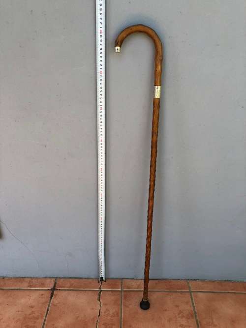 AMAZING ANTIQUE ROSEWOOD WALKING STICK WITH HALLMARKED SILVER COLLAR - J.HOWELL & CO 1910 - 1925