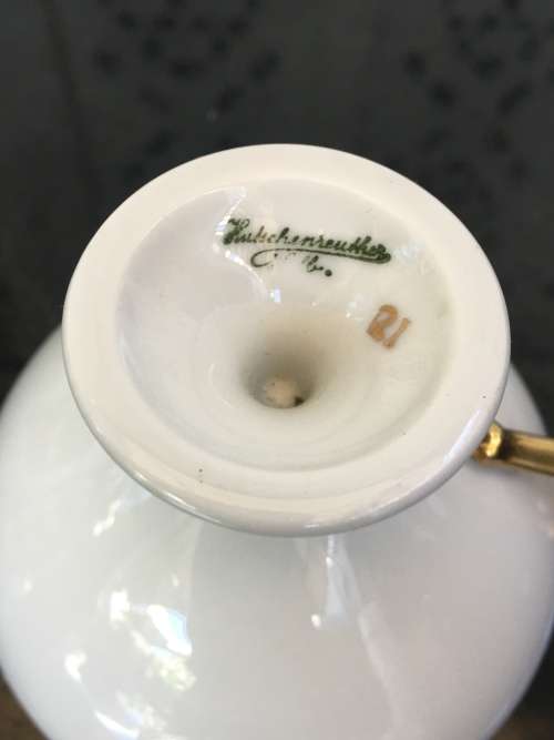Rare Hutschenreuther Selb LHS Bavaria Germany no:8960, Demitasse Lime & Gold Hand Painted Cup & Sauc