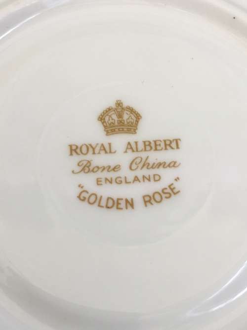 Royal Albert `Golden Rose`, c1964  Discontinued - Montrose Shape, Gold Rose Floral Cup and Saucer