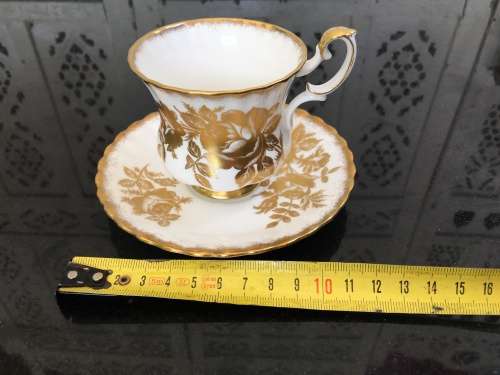 Royal Albert `Golden Rose`, c1964  Discontinued - Montrose Shape, Gold Rose Floral Cup and Saucer