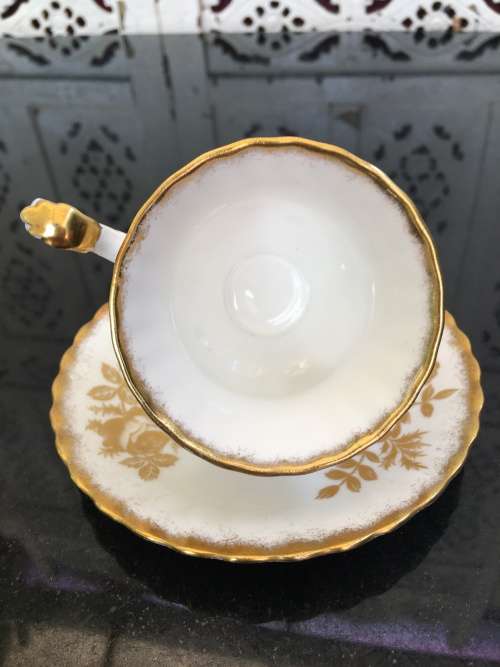 Royal Albert `Golden Rose`, c1964  Discontinued - Montrose Shape, Gold Rose Floral Cup and Saucer