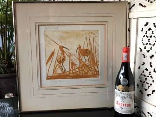 WOW !!! SA ARTIST JOAN SCHRAUWEN ARTIST PROOF WATERCOLOR / MIXED MEDIA TITLED "GLOSSY IBIS"