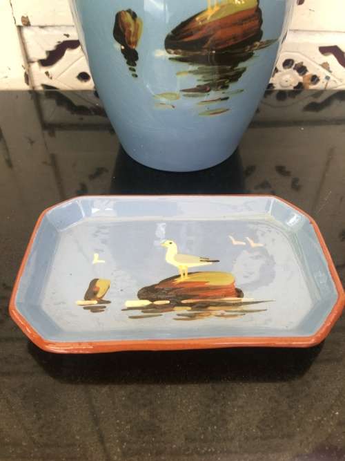 Vintage Devon England Dartmouth Pottery Jug & Sweet Dish Seagull Design