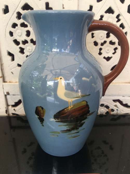 Vintage Devon England Dartmouth Pottery Jug & Sweet Dish Seagull Design